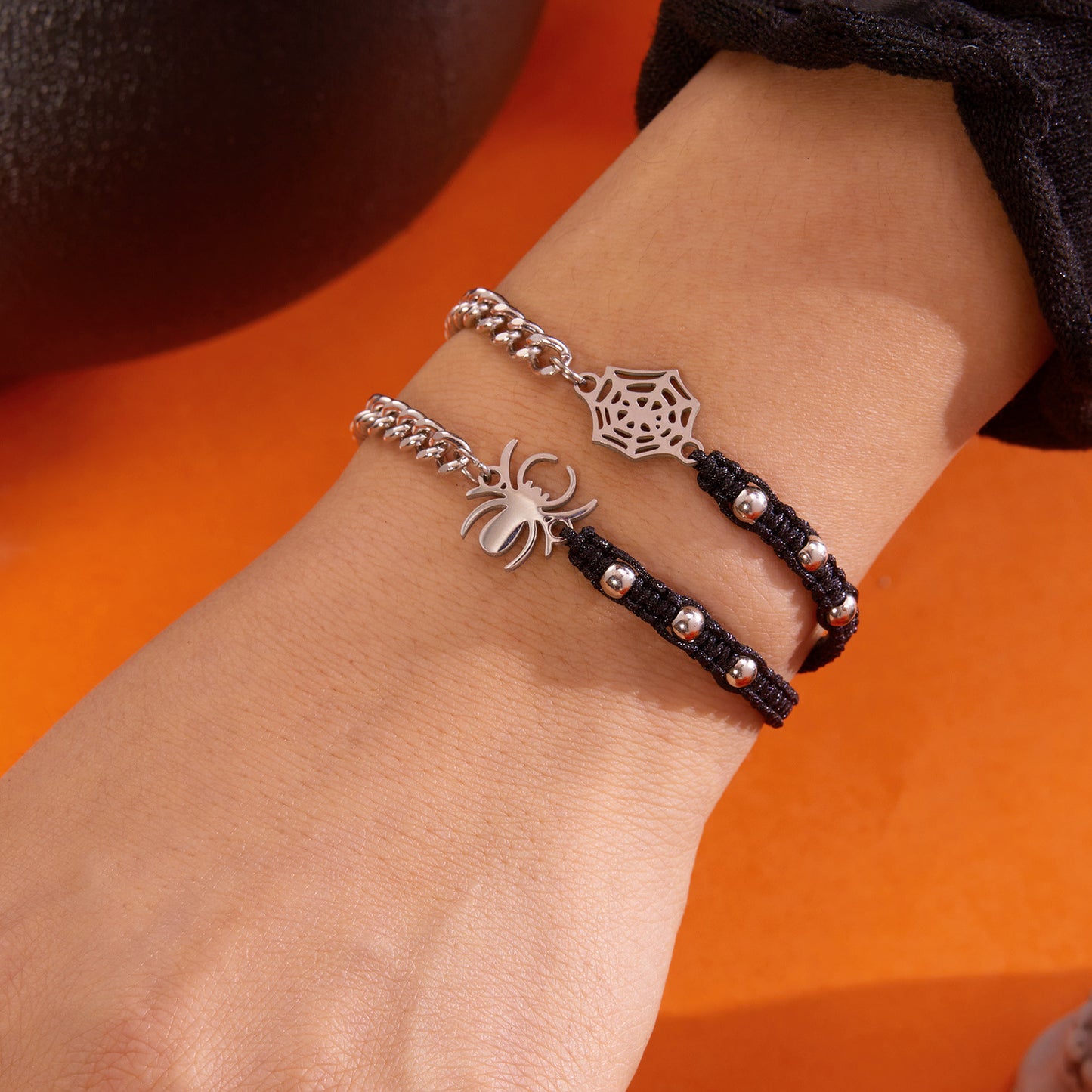 Pulsera de aleación con patrón de telaraña hecha a mano para mujer, estilo bohemio minimalista, pulsera de la amistad ajustable