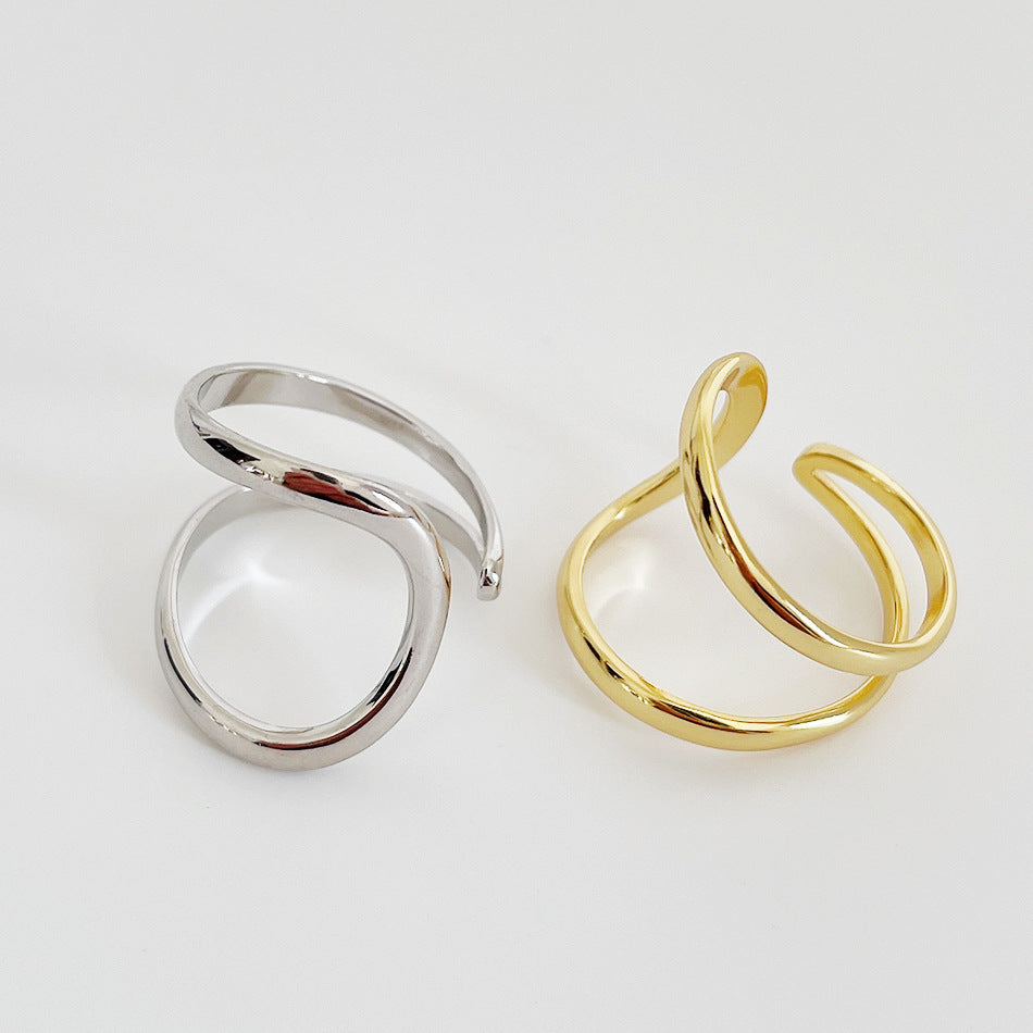 Anillo Minimalista de Plata de Ley 925 con Diseño Geométrico de Goteo para Mujer