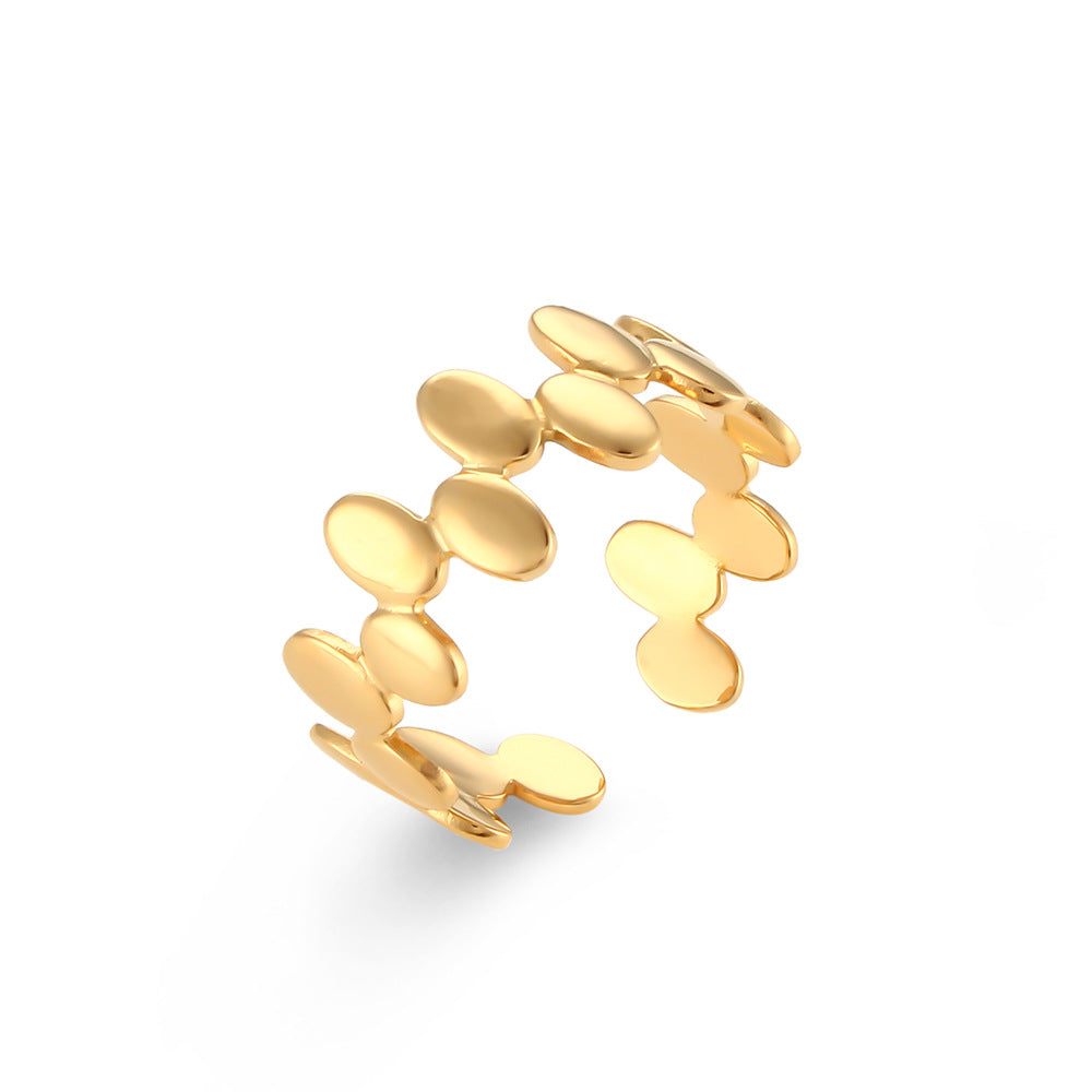 Fashionable Geometric Stainless Steel Ring with Gold Plating for Women
