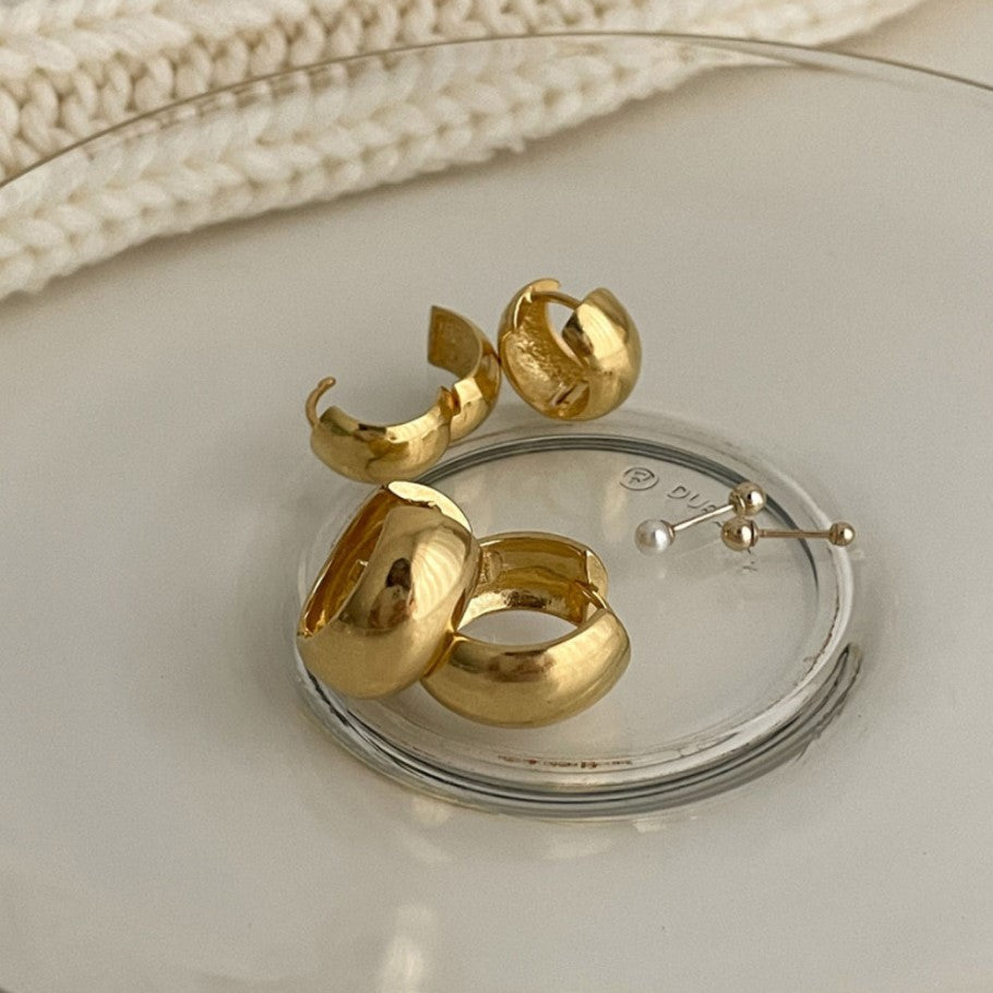 Minimalist 925 Sterling Silver Geometric Heart Wide Earrings