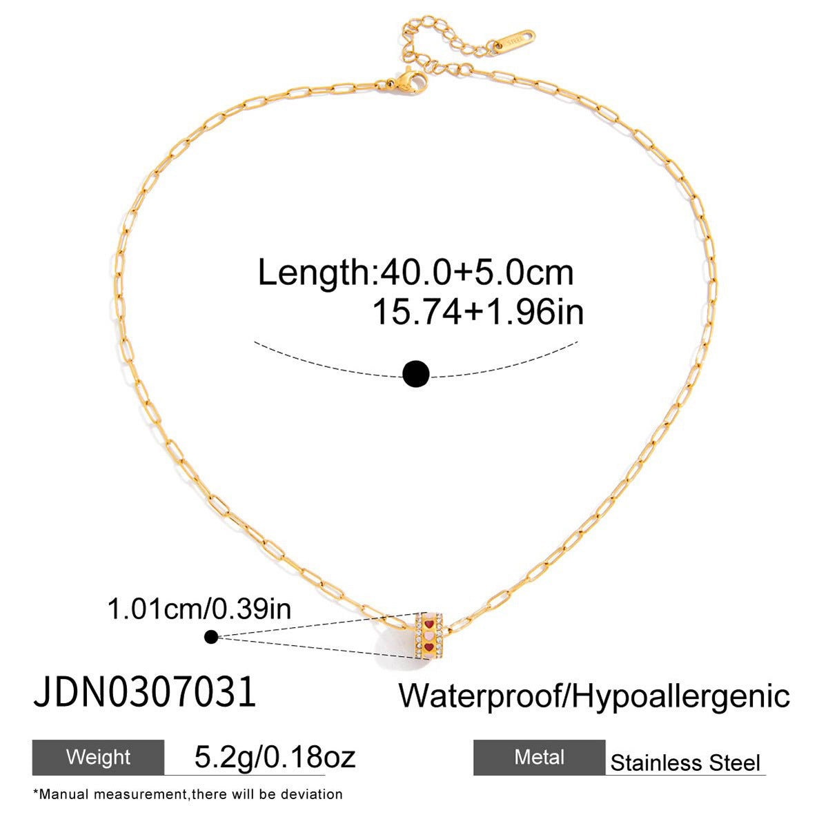 Collana con Ciondolo Geometrico Minimalista in Acciaio al Titanio Placcato per Donna