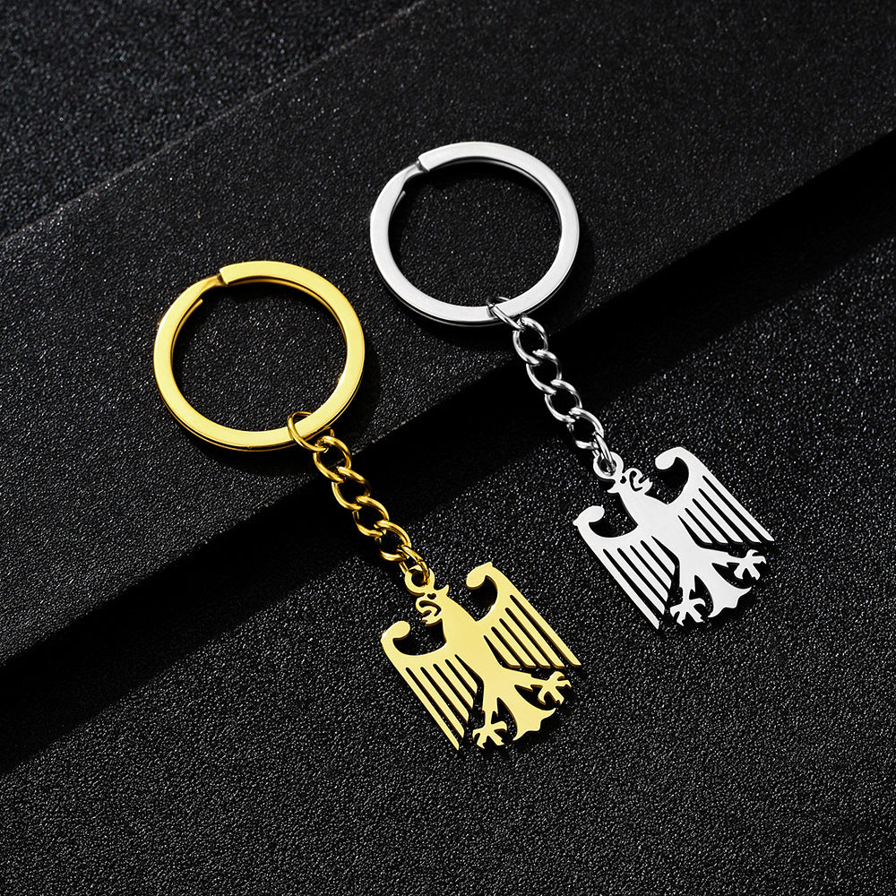 Llavero unisex de acero inoxidable con diseño de águila vintage y motivo nacional alemán
