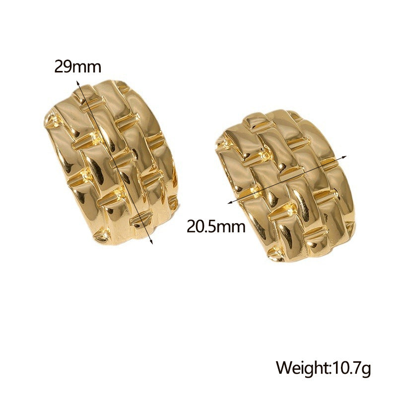 Fashionable Geometric Stainless Steel Earrings with 18K Gold Plating for Women Titanium Steel Hypoallergenic Non-Fading Studs
