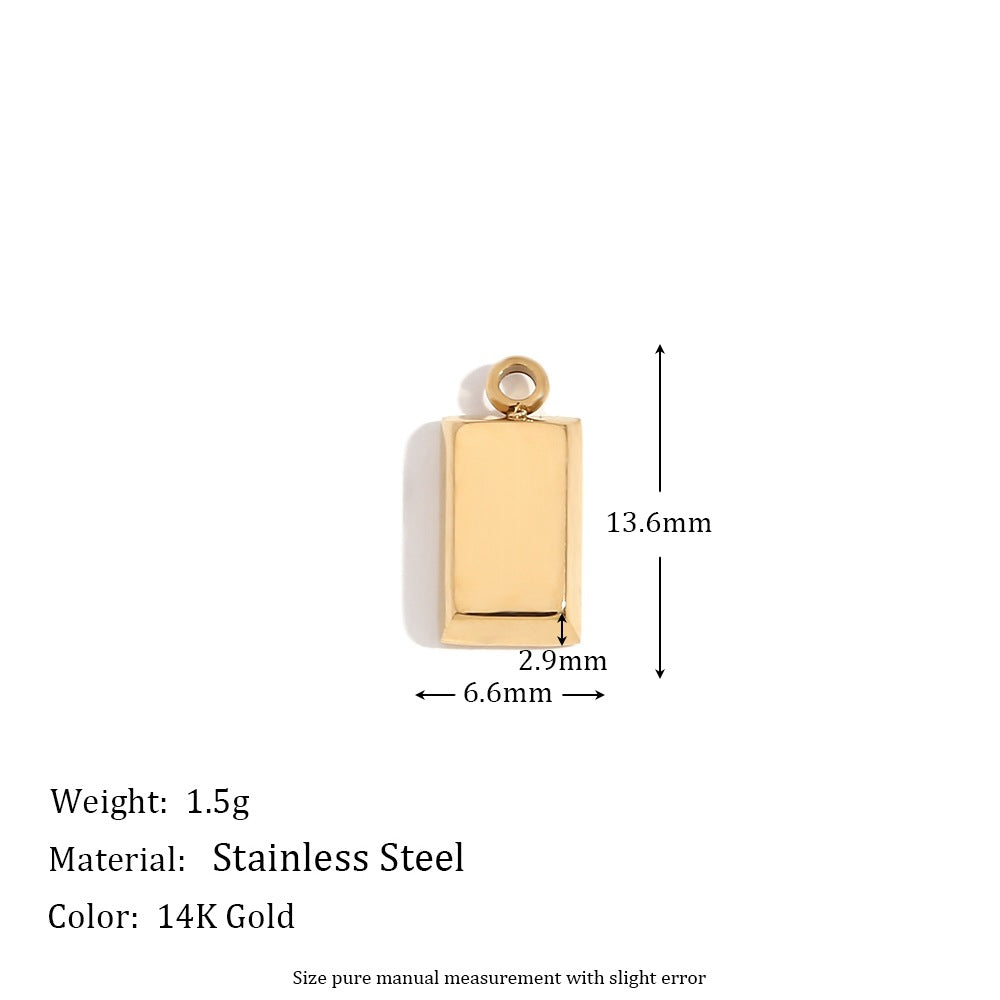 Minimalist Geometric Pendant with 14K Gold Plated Stainless Steel Round Heart Shape and Greek Key Pattern for DIY Jewelry Making