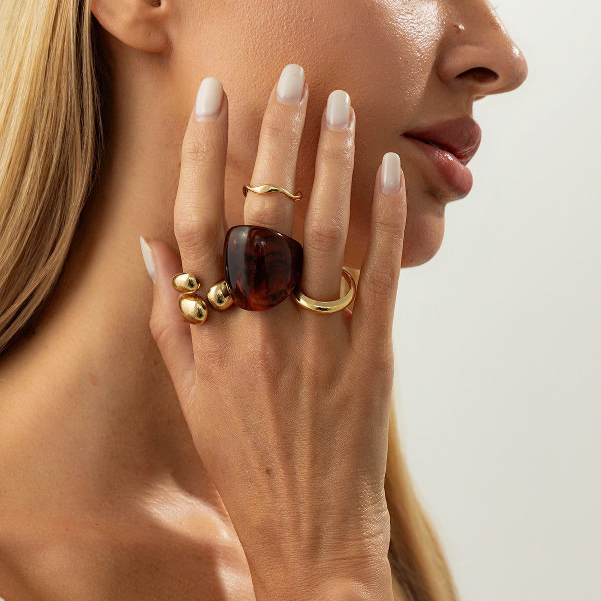 Vintage Geometric Cross Resin Plated Ring for Women