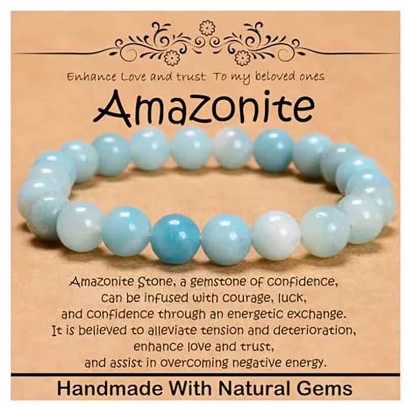 Minimalist Natural Stone Beaded Bracelet Unisex Geometric Round Handmade Jewelry Gift