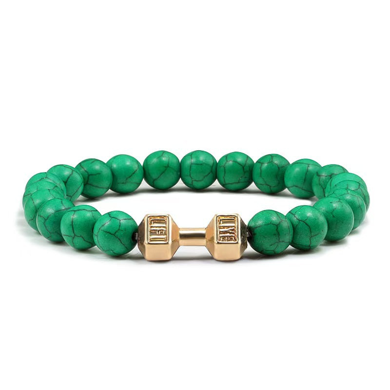 Fashion Matte Plated Alloy Beaded Bracelet Unisex Elastic Yoga Energy Bangle