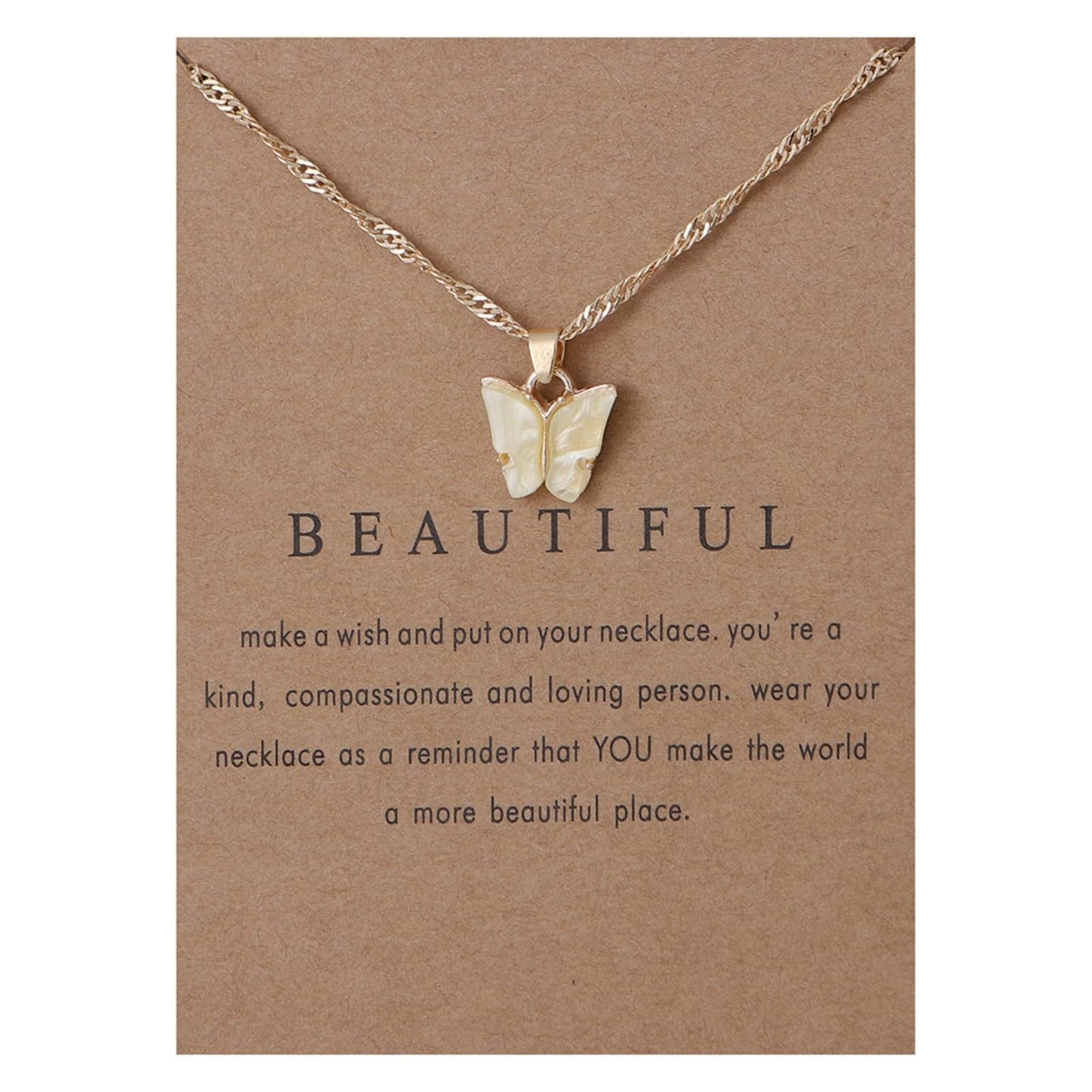 Sweet Minimalist Butterfly Acrylic Pendant Necklace for Women
