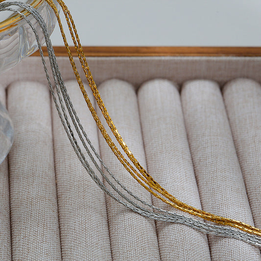 Minimalist French-Style Geometric Titanium Steel Necklace with Snake Chain for Women