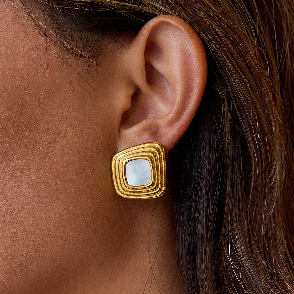 Minimalist Geometric Square Stainless Steel Plated Earrings for Women