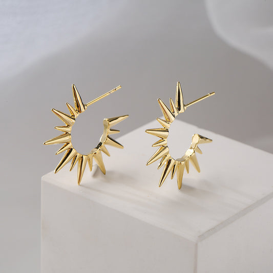 Orecchini a Perno Geometrici Irregolari da Donna in Rame con Placcatura in Oro 18K e Perni in Argento Sterling 925