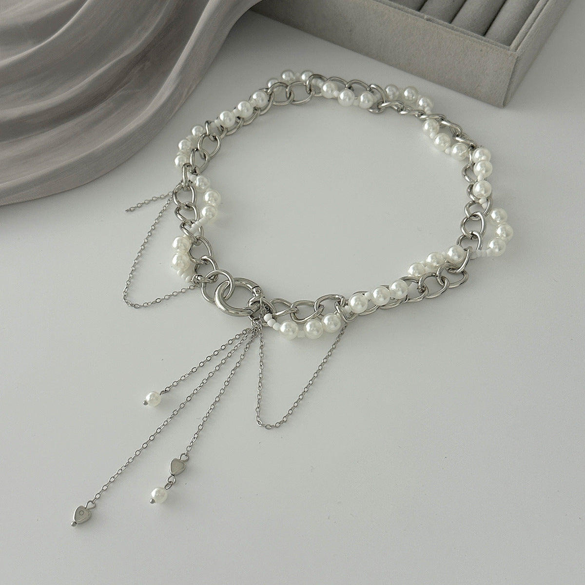 Sweet Star Heart Alloy Plated Pendant Necklace with Pearl Charm for Women