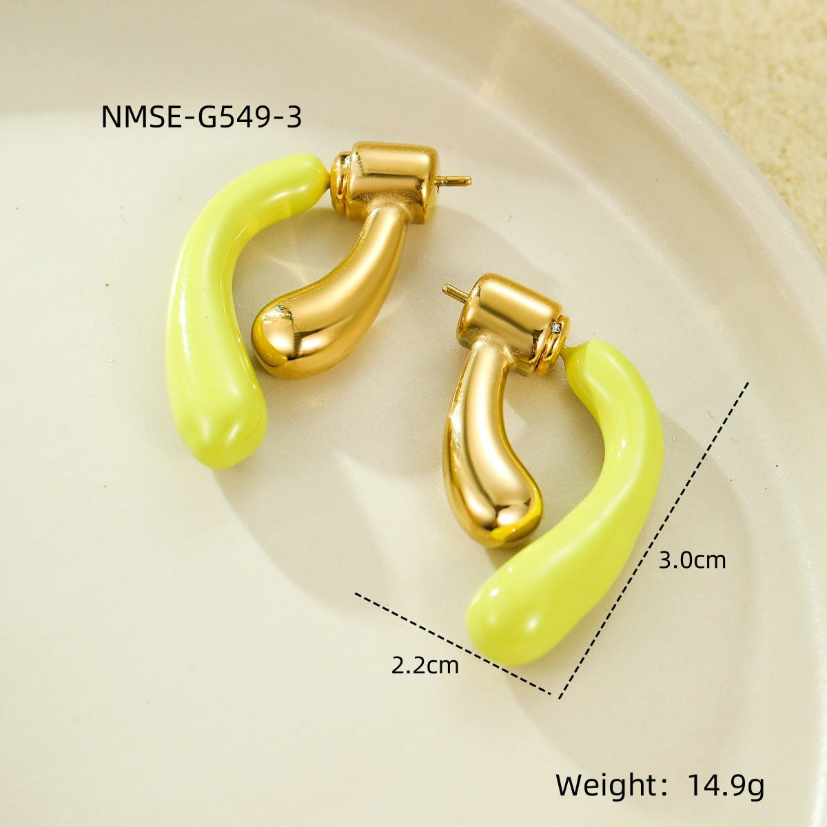 Pendientes de lágrima de esmalte estilo dulce en acero inoxidable con forma geométrica y diseño irregular para mujer
