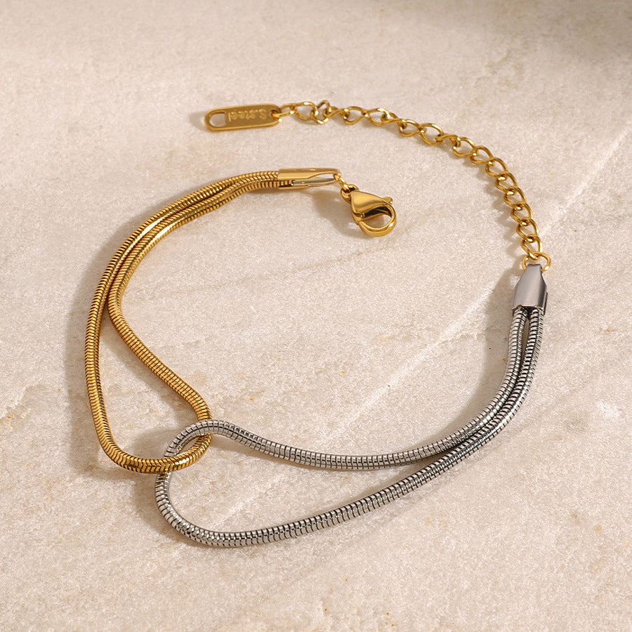 Pulsera geométrica de acero inoxidable chapado para mujer con estilo moderno minimalista y diseño de líneas limpias