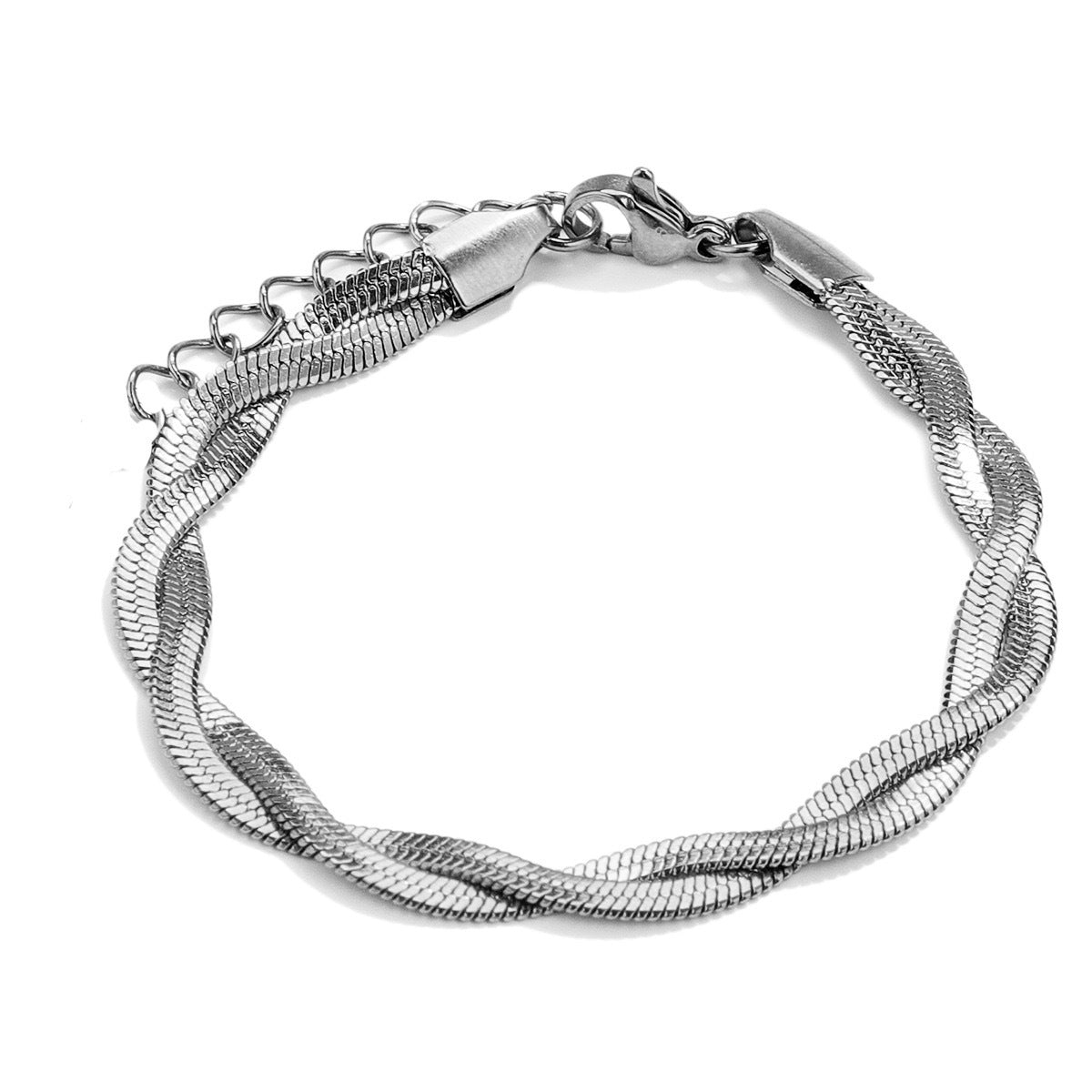 Collana a Serpente Piatta a Doppio Strato Minimalista Geometrica in Acciaio Titanio Placcato per Clavicole