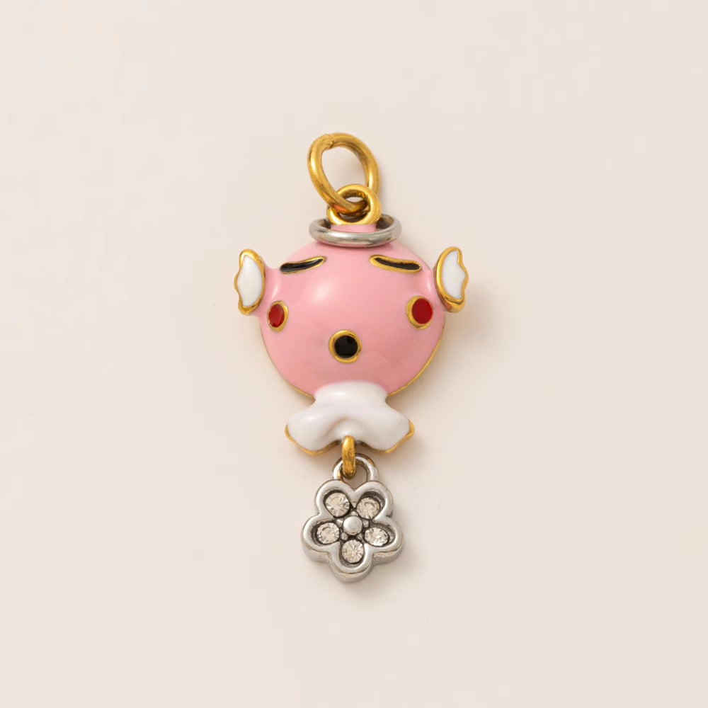 Vintage Cartoon Animal Geometric 18K Gold Plated Stainless Steel Charm Bar