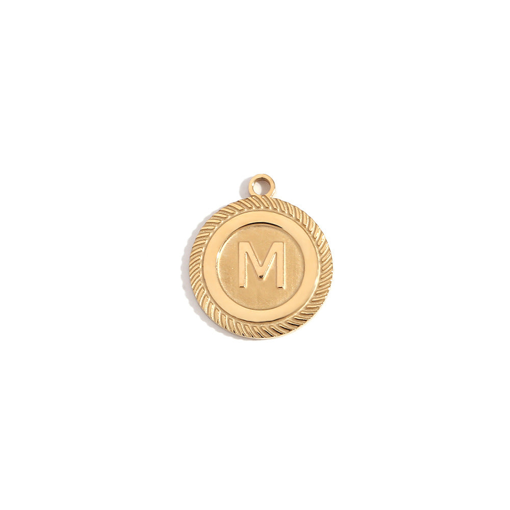 Vintage Fashion Minimalist Stainless Steel Plated 18K Gold Letter Pendant Necklace for Women