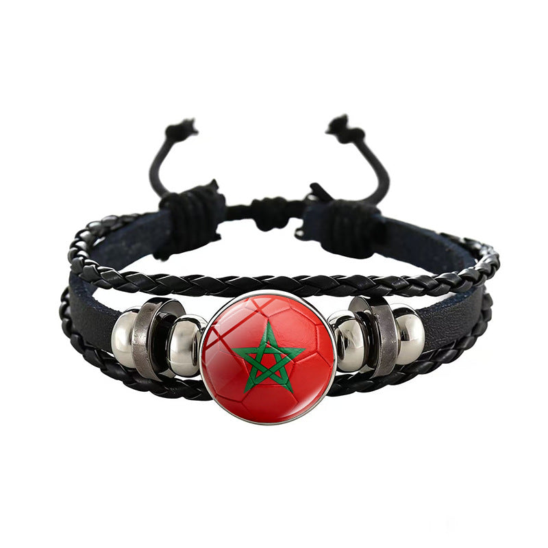 Unisex Geometric Round Braided Leather Bracelet Adjustable Handmade Wristband