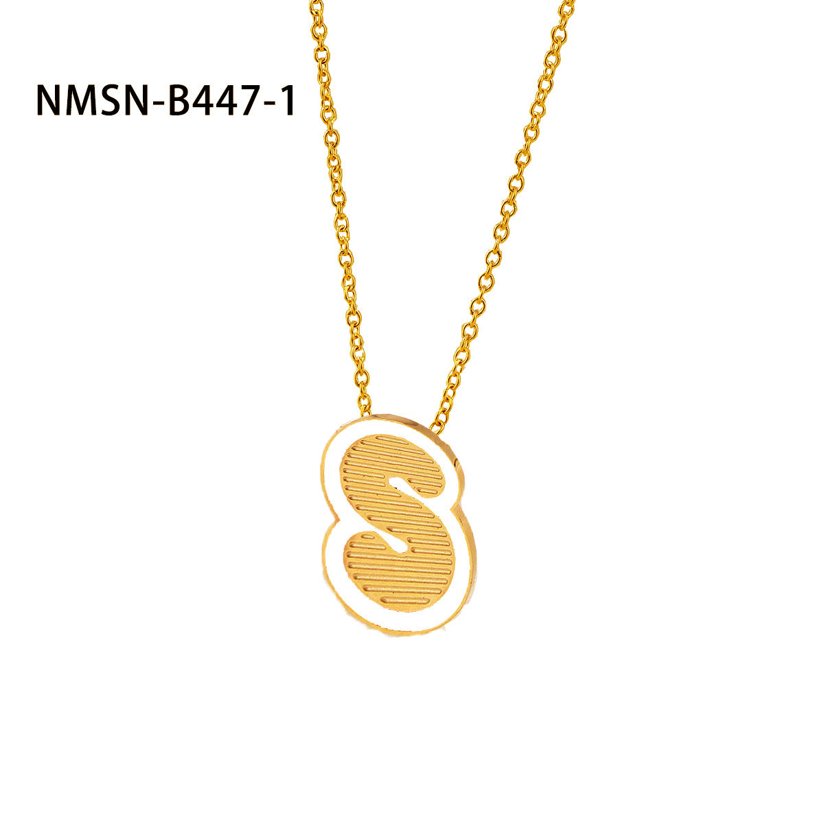 Collana con pendente a forma di lettera minimalista in acciaio inossidabile placcato oro 18 carati e dettagli in smalto da donna