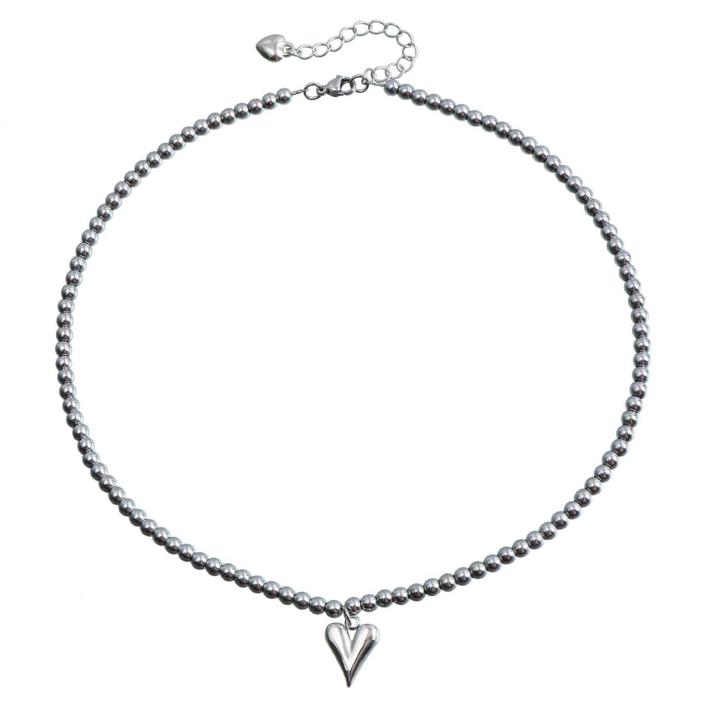 Elegante collar con colgante de aleación con forma de corazón y acabado chapado para mujer, cadena de clavícula con cuentas geométricas