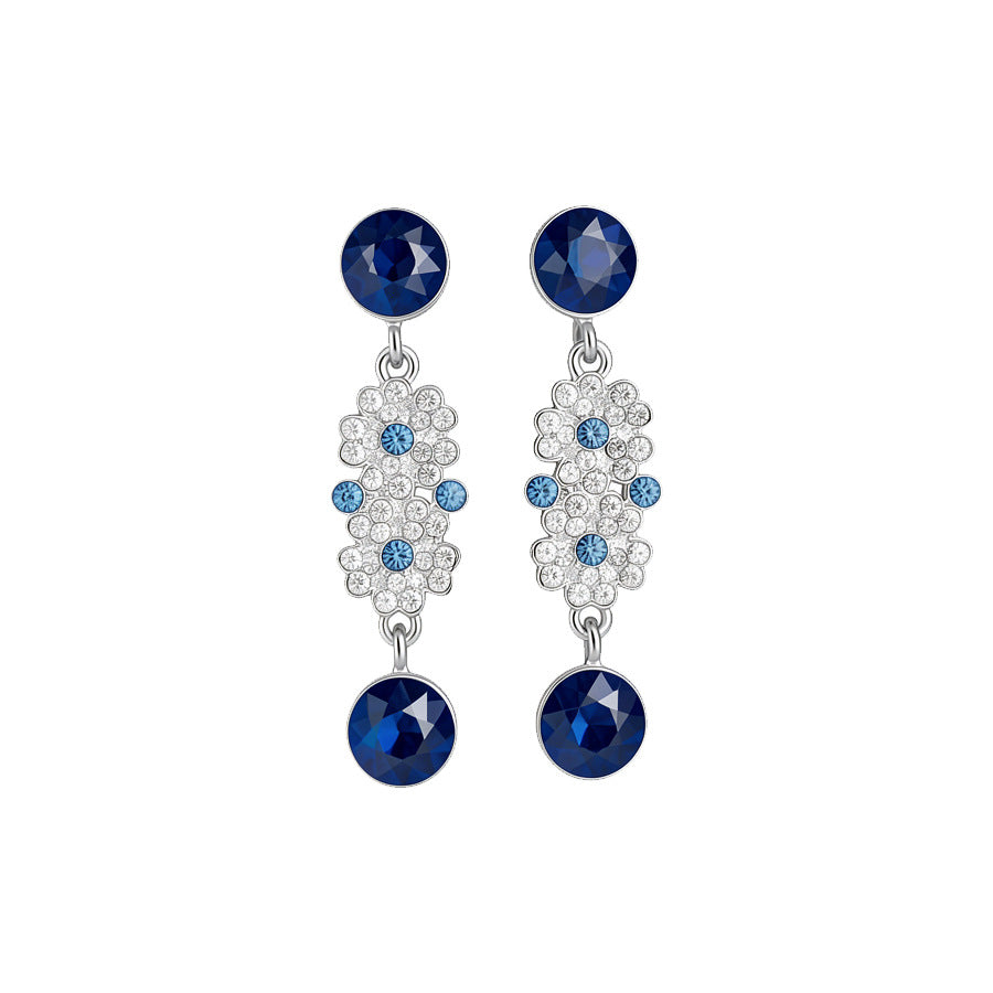 Set di collana e orecchini pendenti rotondi floreali con strass in lega in stile vintage per donna
