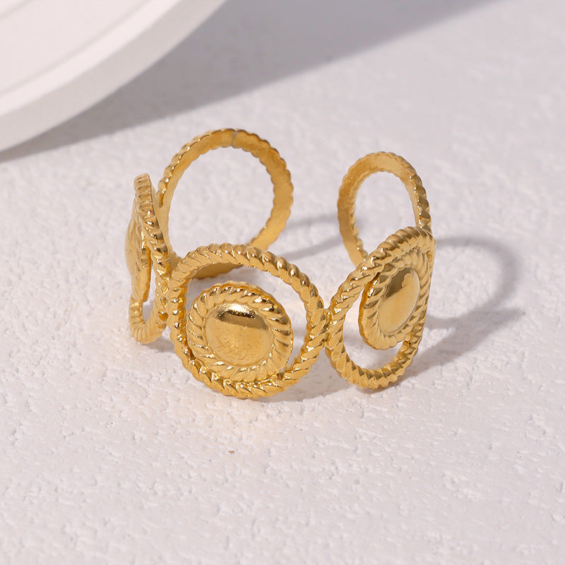 Minimalist Geometric Open Ring 18K Gold Plated Stainless Steel Fashion Jewelry for Women