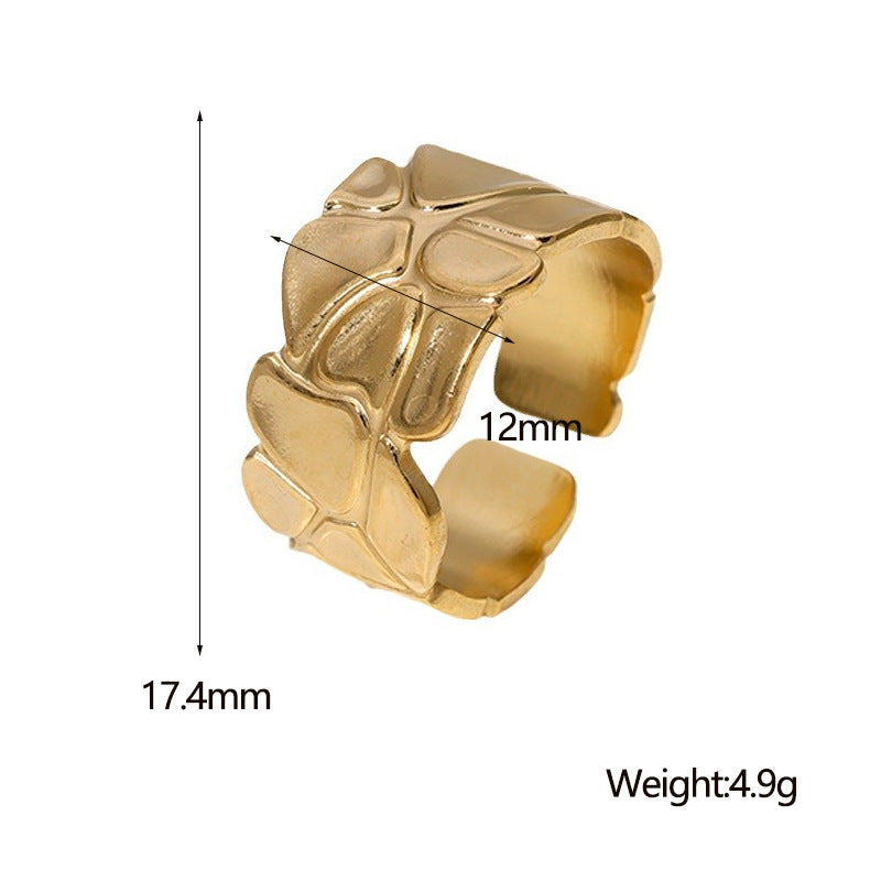 Anello Aperto Irregolare Geometrico Minimalista Gioielli da Donna in Acciaio Inossidabile Placcato Oro 18K