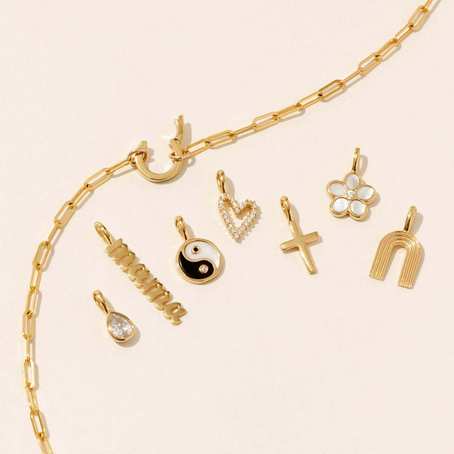 Vintage Brass Cross Butterfly Heart Letter Pendant Necklace with Floral Design for Women