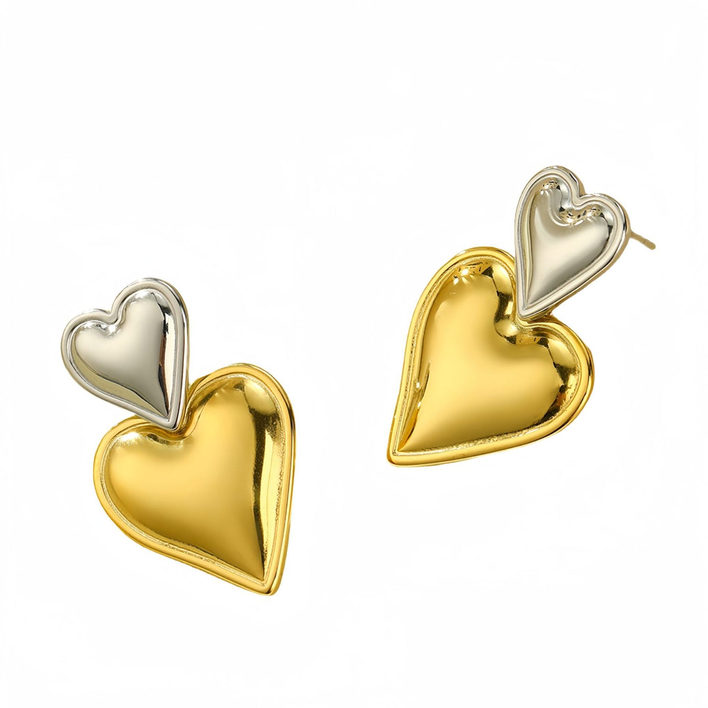 Pendientes de acero de titanio chapados en forma de corazón minimalistas y elegantes para mujer