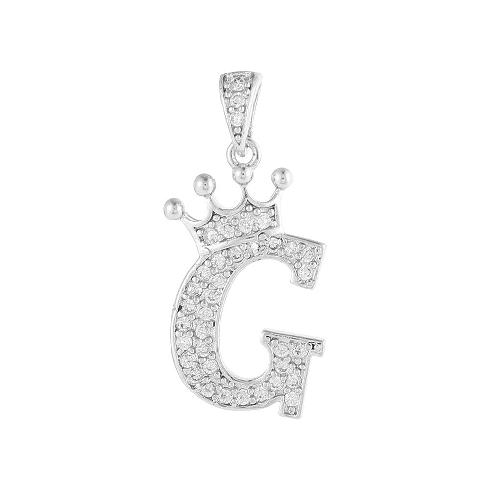 Silver Plated Brass Cubic Zirconia Inlaid Letter Charm Bar for DIY Necklace Bracelet