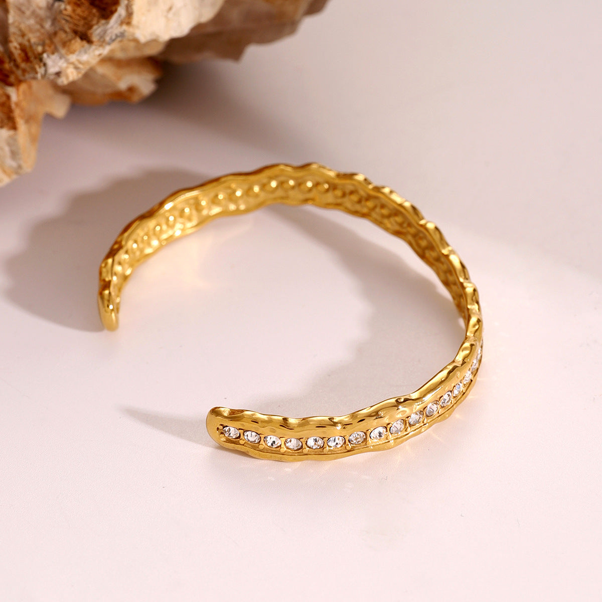 Geometric Stainless Steel Plated Open Cuff Bracelet for Women