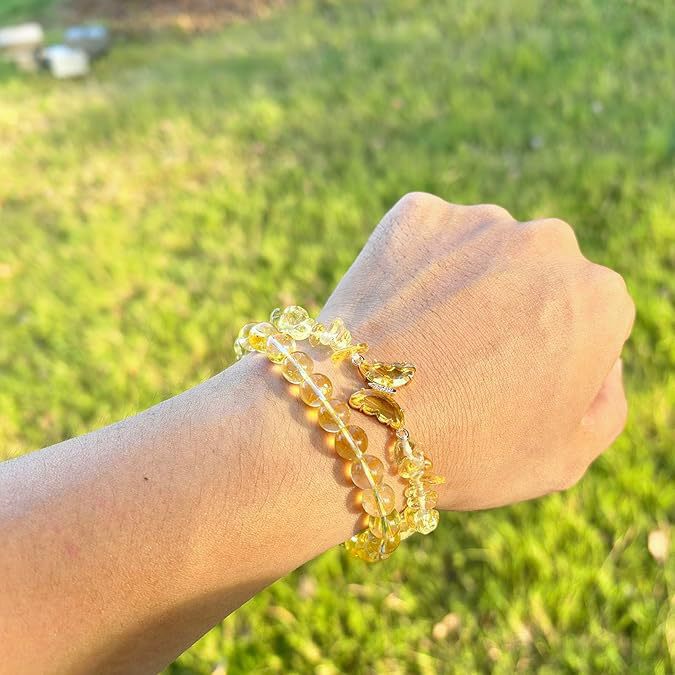Minimalist Natural Stone Butterfly Beaded Bracelet for Women