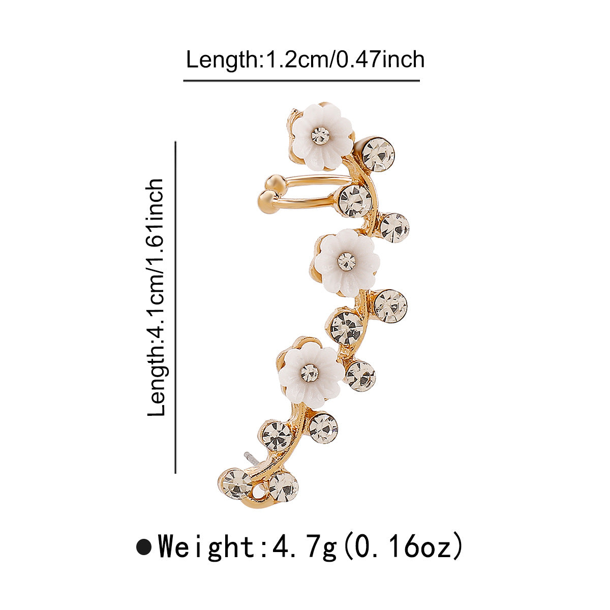 Orecchini a clip minimalisti a forma di margherita in lega con intarsi di strass e perle simulate da donna