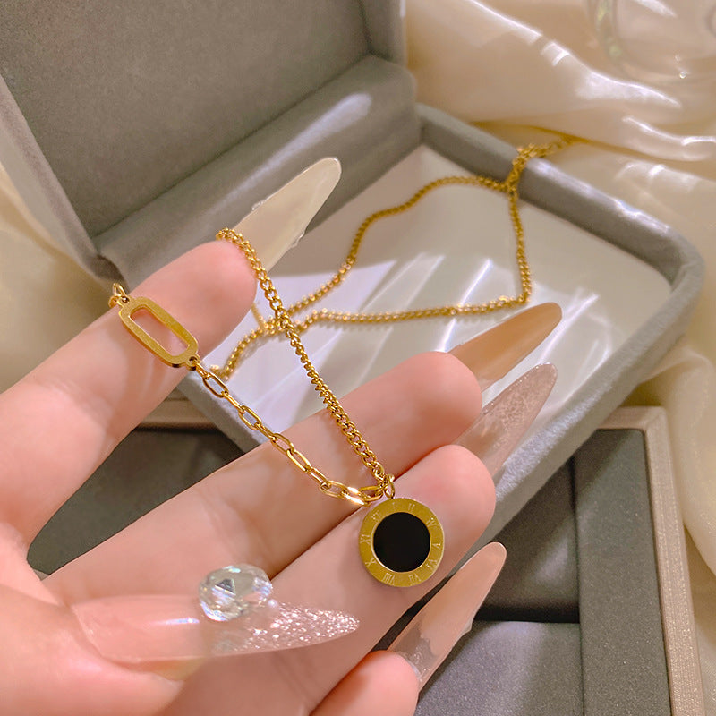 Elegant Gold Plated Round Titanium Steel Necklace for Unisex