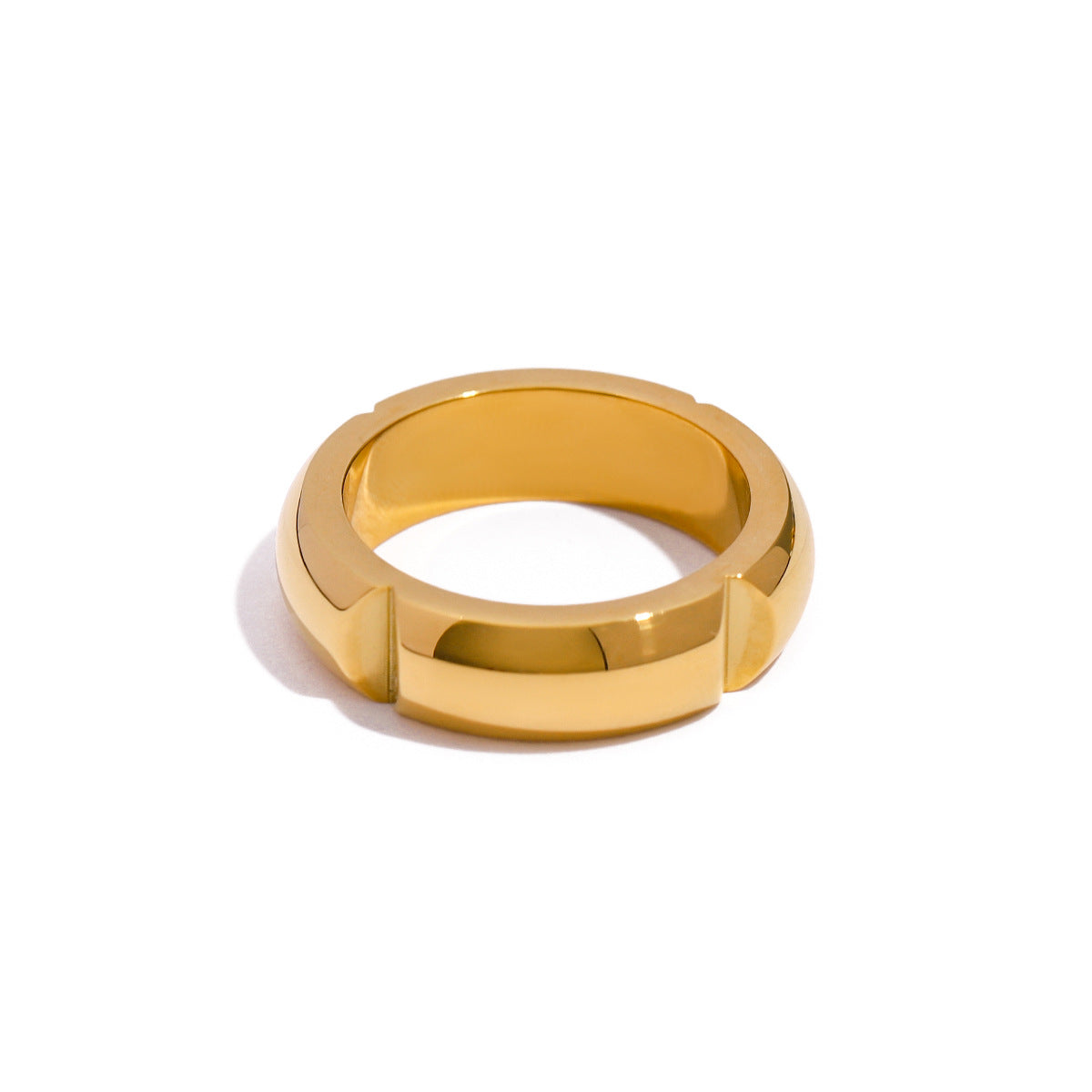 Geometric Plated Stainless Steel Ring for Women