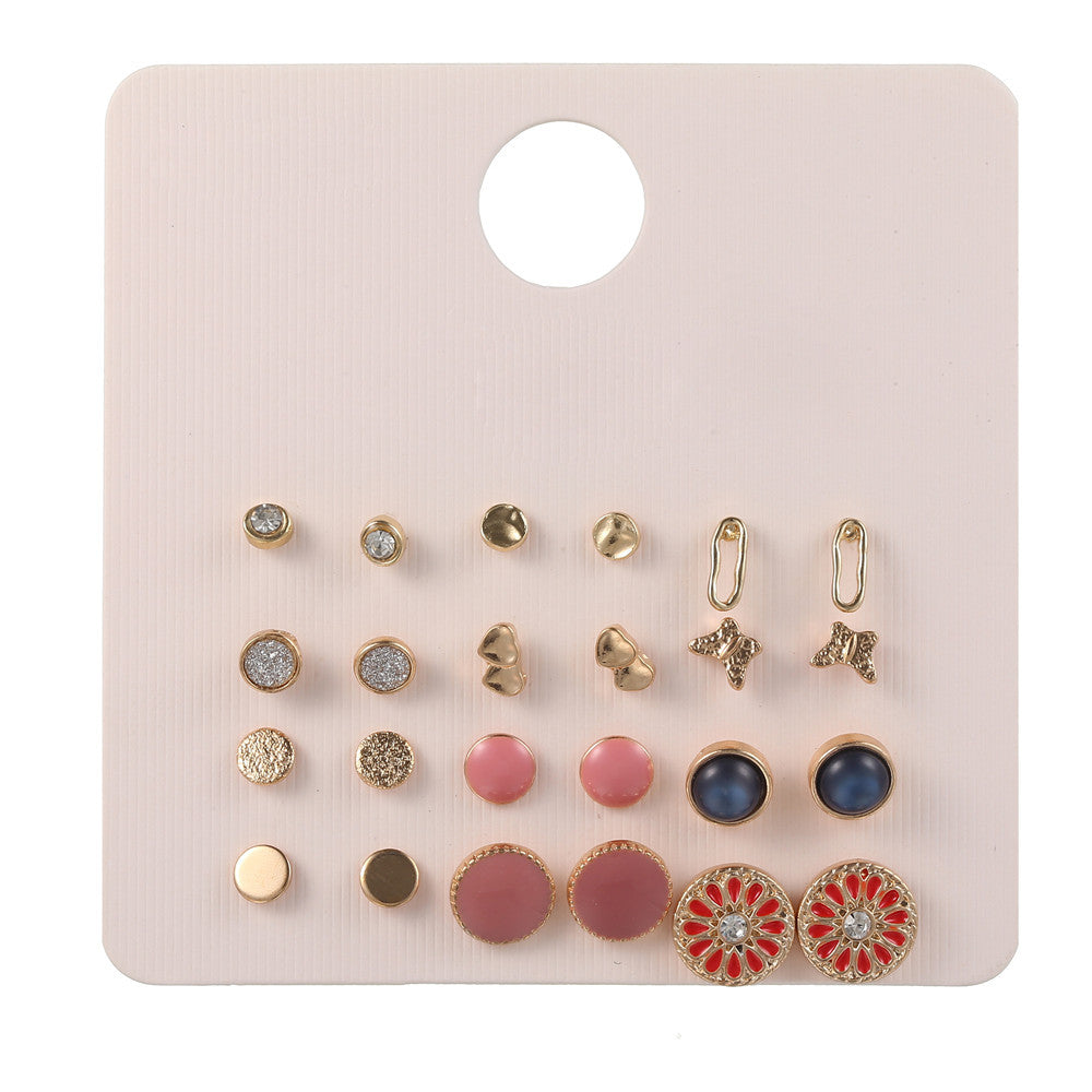 Minimalist Sweet Geometric Round Pearl Plated Stainless Steel Earrings