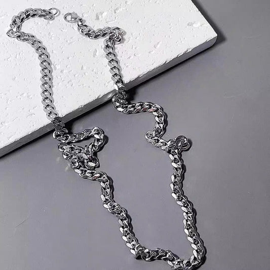 Collana Minimalista Geometrica a Catena Cubana per Uomo e Donna in Acciaio al Titanio Placcato Sottovuoto Accessorio Moda Ipoallergenico