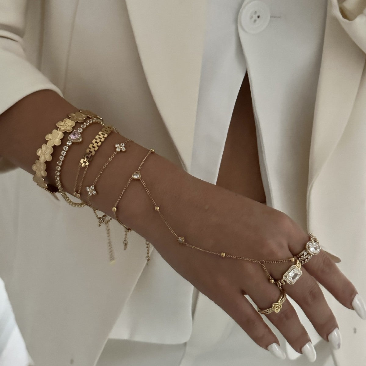 Minimalist Elegant Geometric Plated Stainless Steel Multi-Layer Bracelet for Women