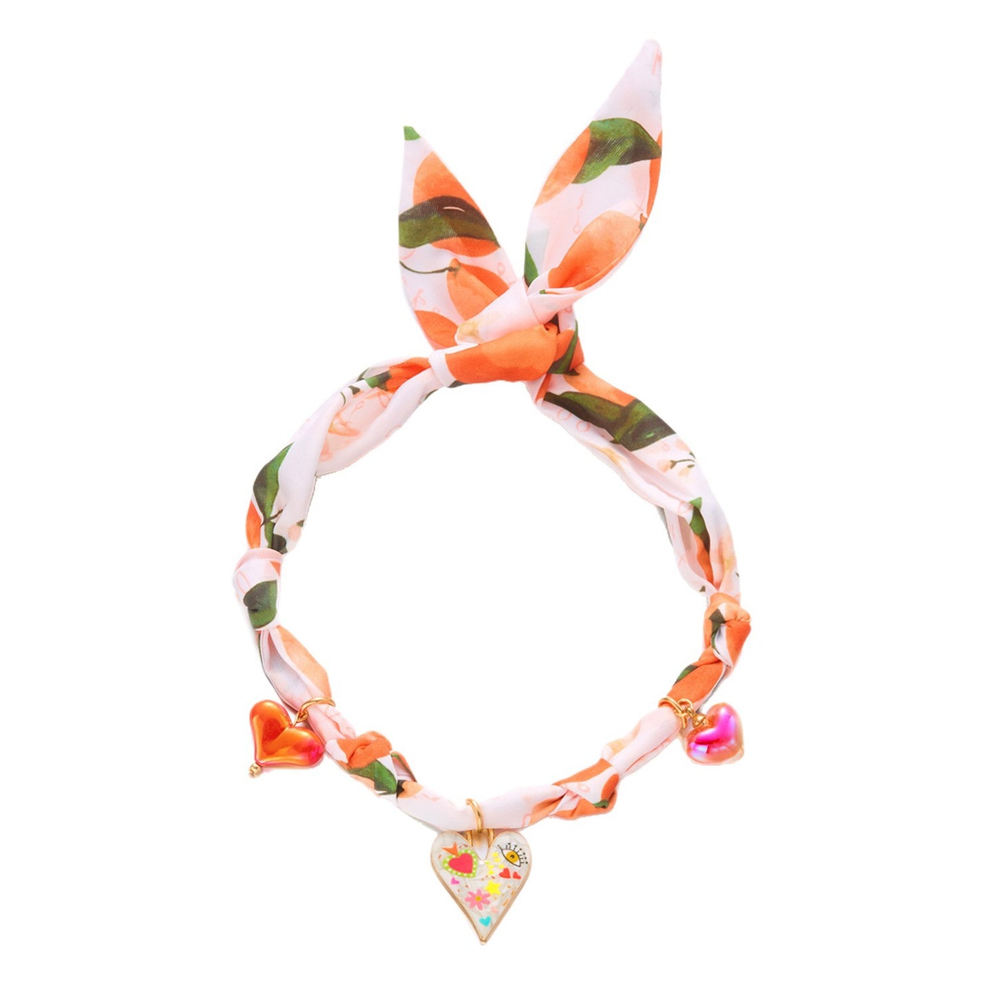 Sweet Colorful Braided Alloy Fruit Floral Pendant Ribbon Necklace for Women