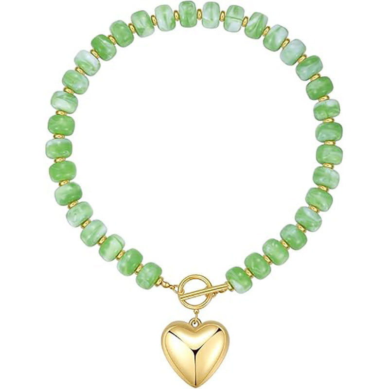 Vintage Bohemian Heart Resin Acrylic Pendant Necklace for Women