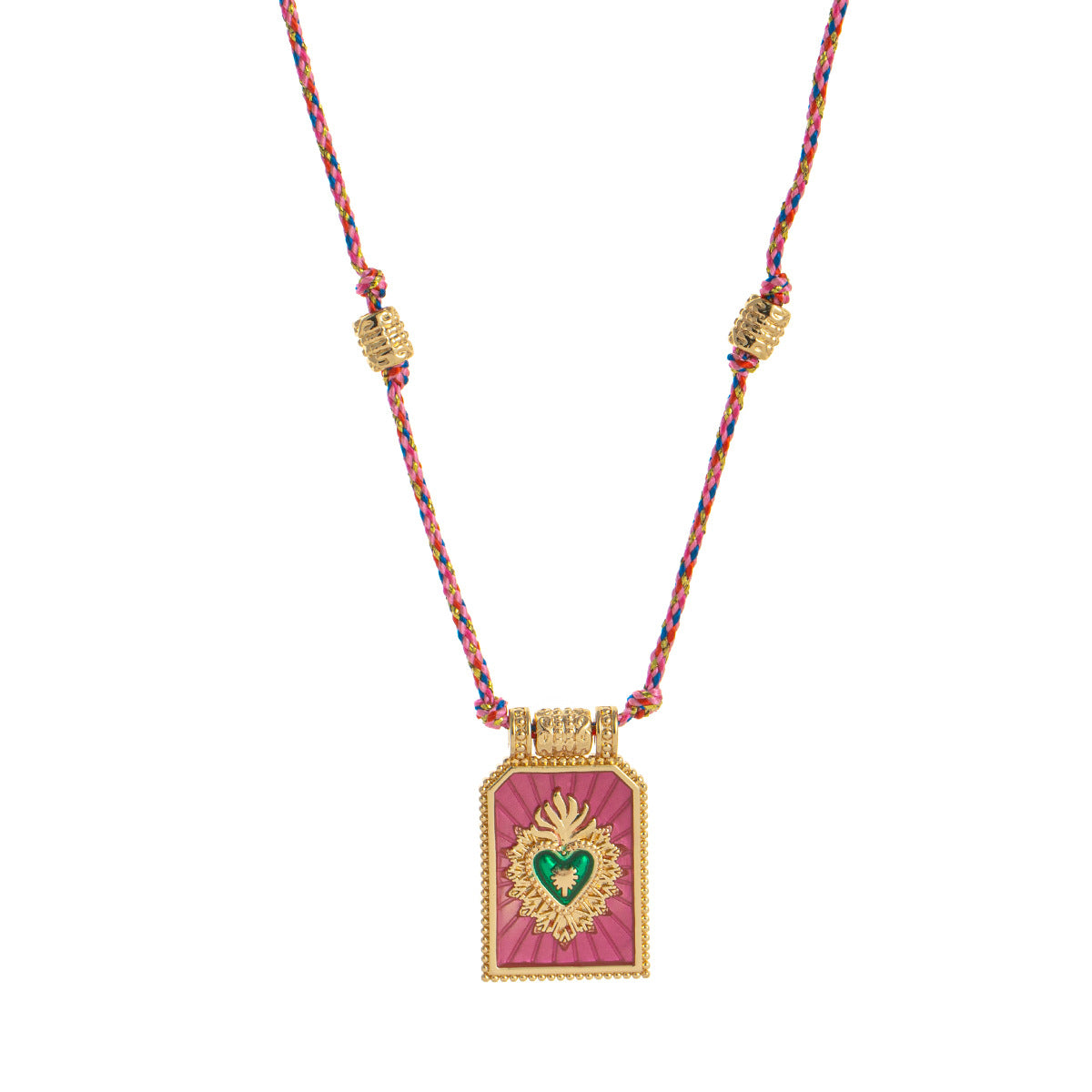 Collana pendente minimalista a forma di cuore in rame placcato oro su cordino colorato da donna