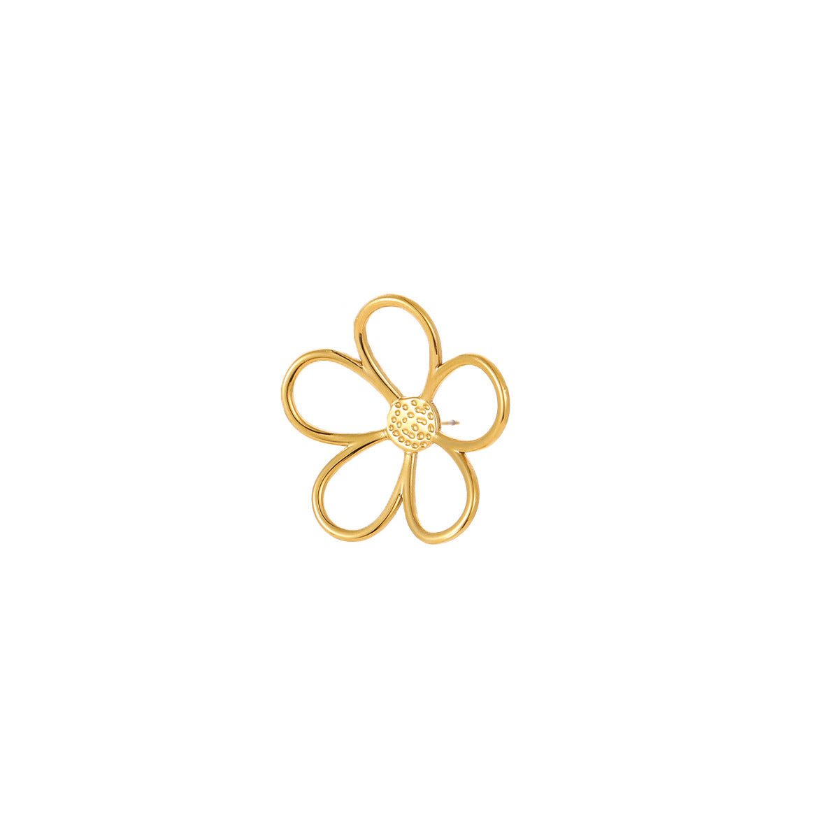 Luxury Vintage Style Hollow Flower Titanium Steel Ring and Stainless Steel Earrings for Women