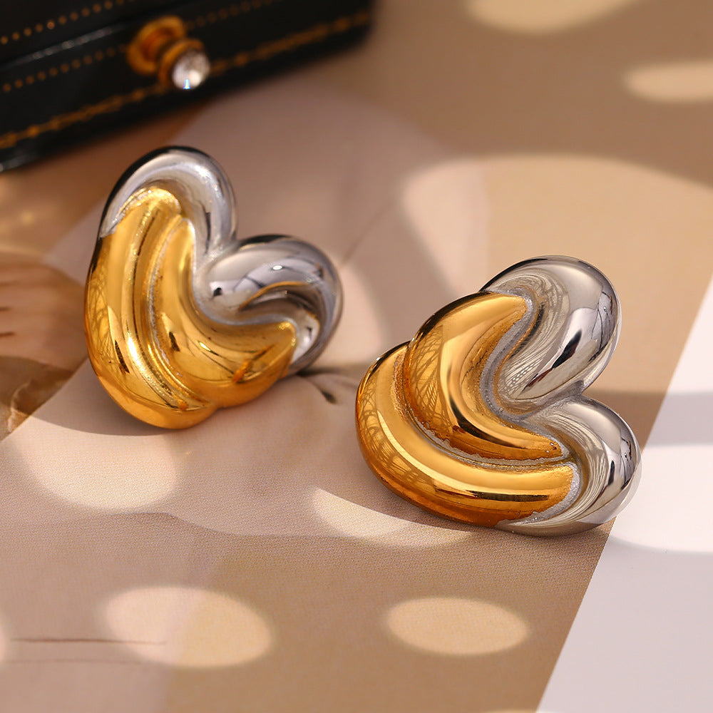 Pendientes de acero inoxidable en forma de corazón, minimalistas y a la moda, con baño de oro de 18 quilates para mujer