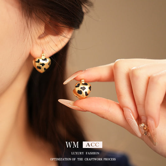 Vintage Chic Heart-Shaped Geometric Earrings with Gold-Plated Copper and Stainless Steel Posts for Women