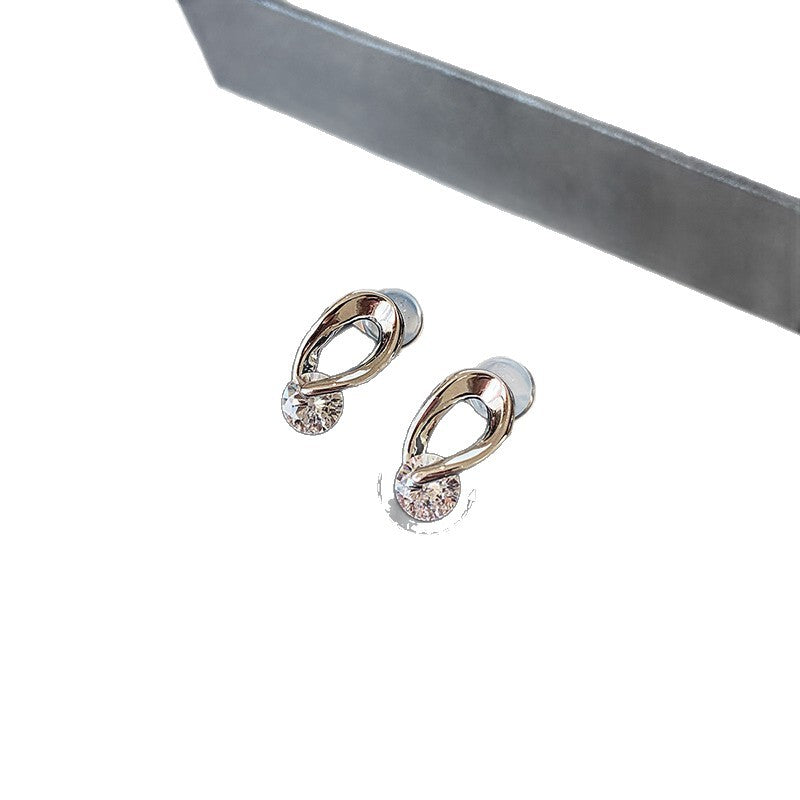 Pendientes de botón redondos huecos geométricos minimalistas de circonita para mujer de aleación con postes de acero inoxidable