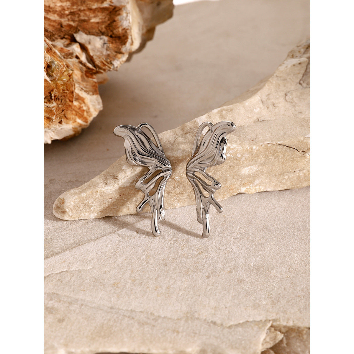 Y2K Style Butterfly Stud Earrings in Stainless Steel with Plated Finish for Women