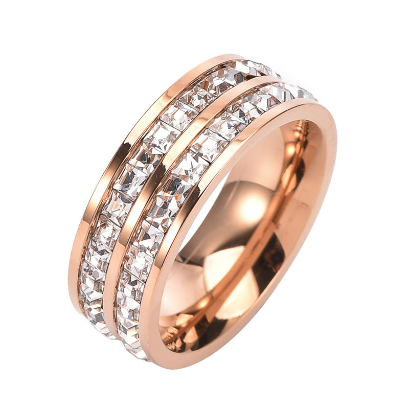 Anello "Cielo Stellato" Geometrico con Strass in Acciaio al Titanio per Uomo e Donna