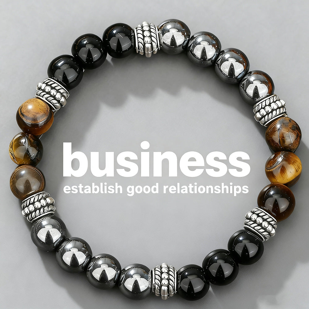 Fashion Casual Business Crystal Beaded Bracelet Unisex Hand Jewelry