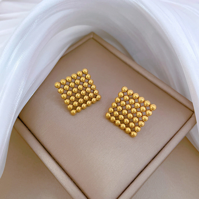Minimalist Geometric Titanium Steel Stud Earrings for Women Cold Tone Elegant Party Jewelry
