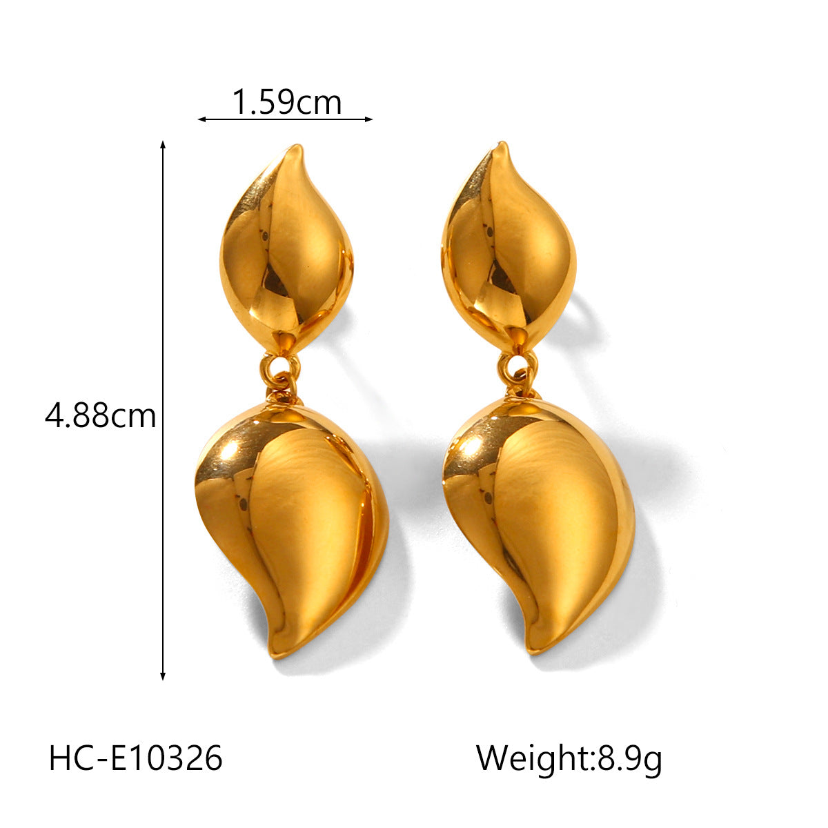 Minimalist Teardrop-Shaped Titanium Steel Earrings with 18K Gold Plating for Women